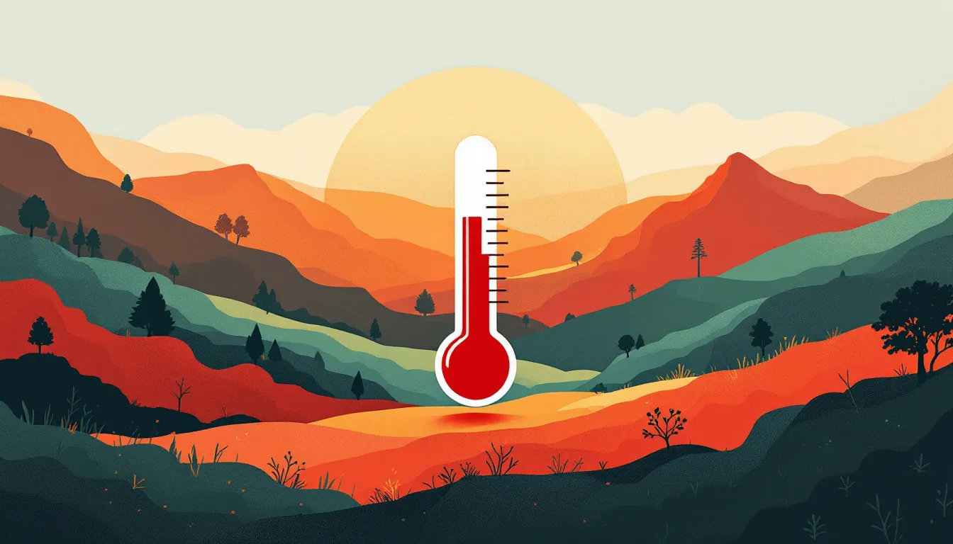 Ilustración conceptual sobre el aumento de temperaturas en las comarcas del interior de Gipuzkoa