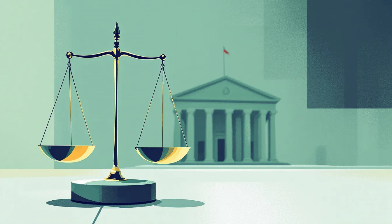 Ilustración conceptual sobre el sistema judicial y el órgano de gobierno de los jueces