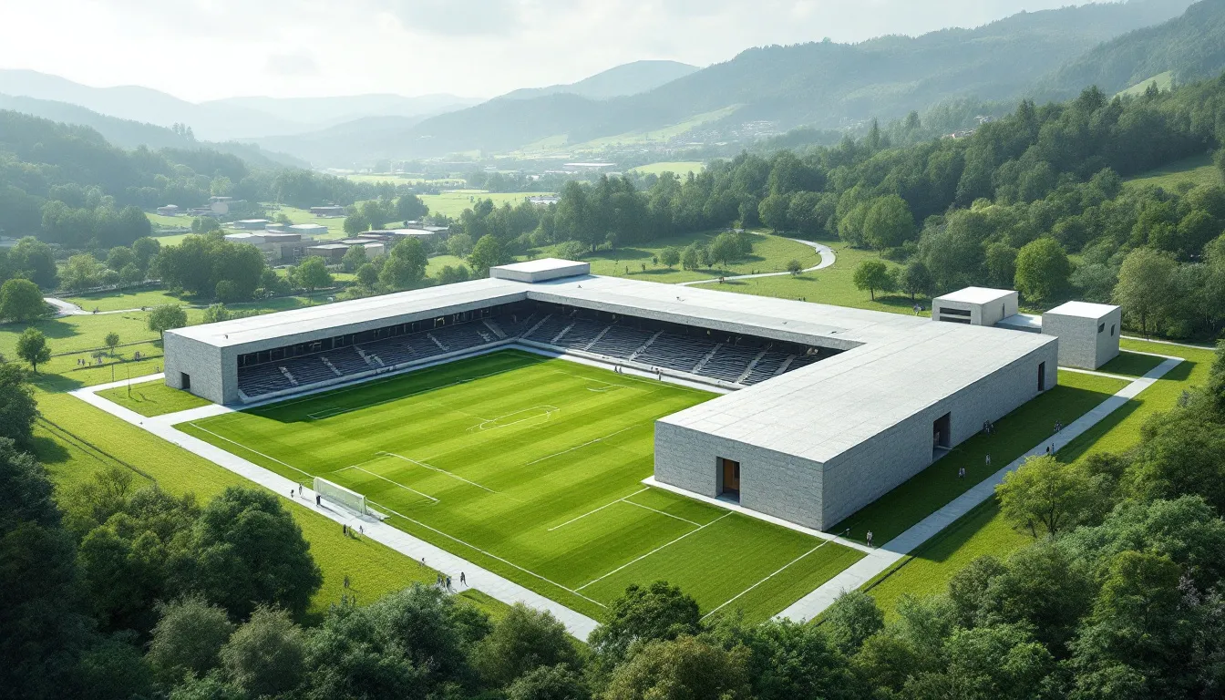 Ilustración conceptual de instalaciones de entrenamiento deportivo en el País Vasco
