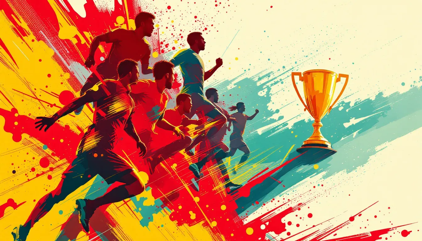 Ilustración editorial abstracta de la selección española de fútbol con colores nacionales