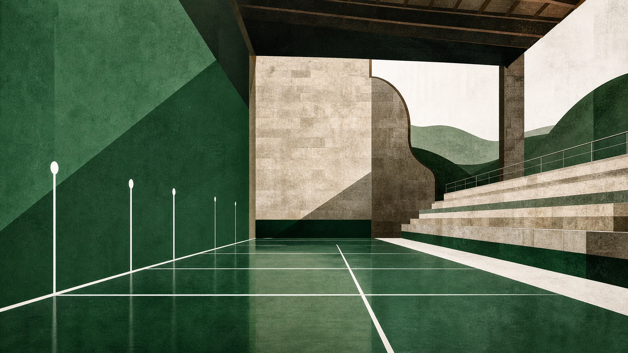 Ilustración conceptual de un frontón de pelota vasca