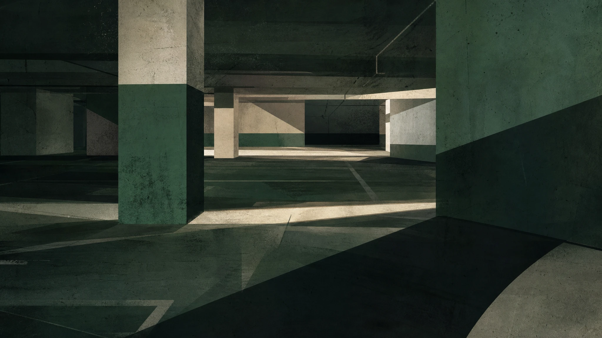 Ilustración conceptual de un aparcamiento subterráneo