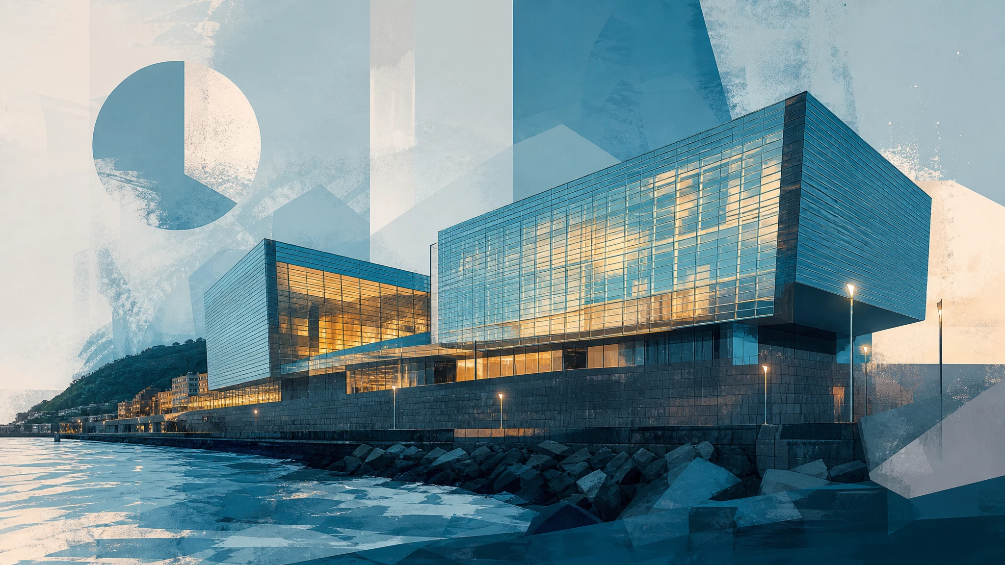 Representación del edificio Kursaal, sede del Festival de Cine de San Sebastián