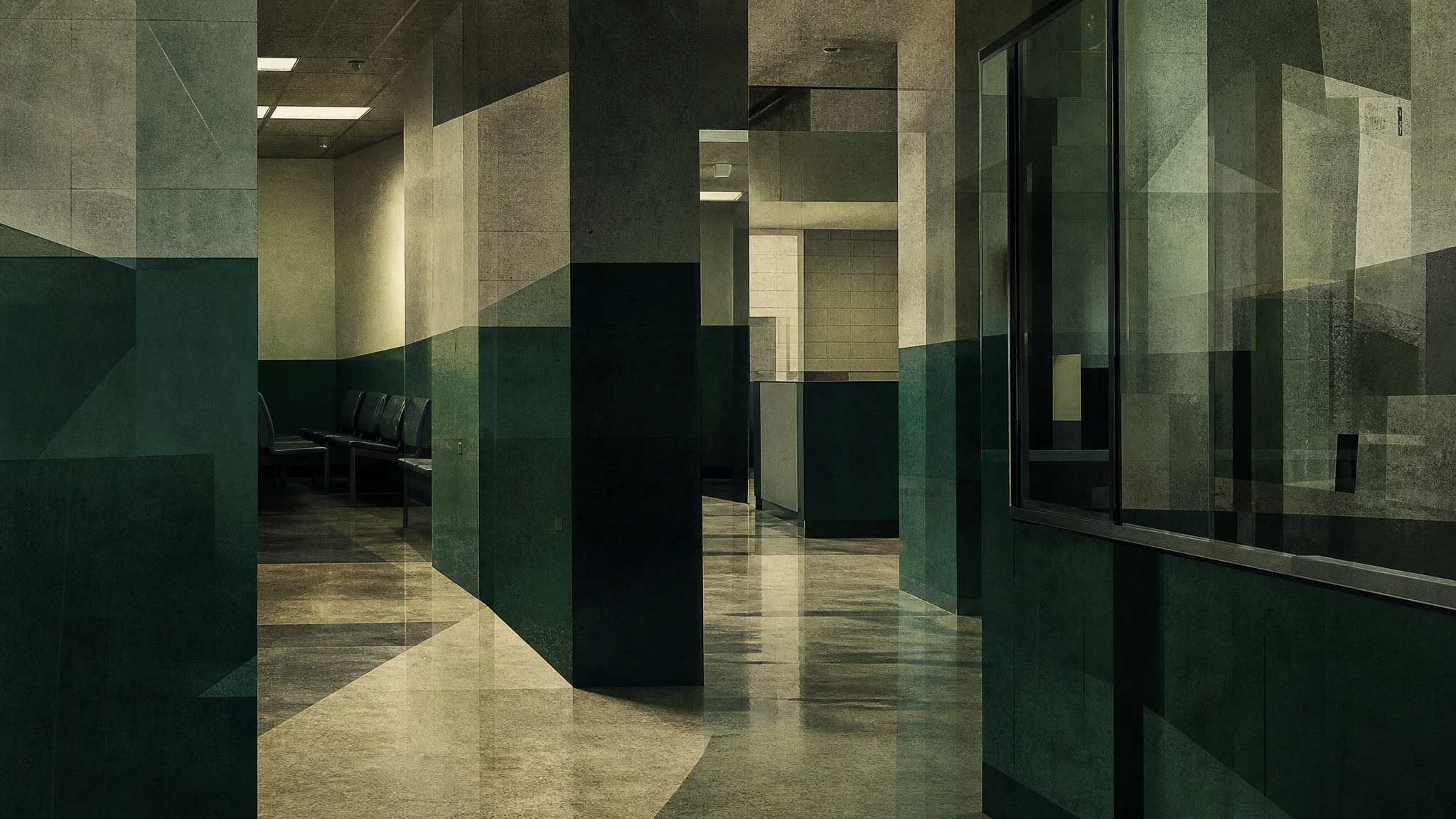 Representación abstracta del interior de una comisaría de policía