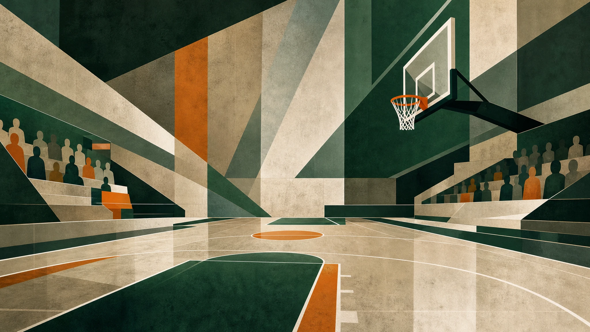 Ilustración abstracta de una cancha de baloncesto ACB